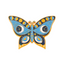 Insignia de mariposa polilla mística con brillantina azul y verde