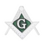 Masonic Silver & Green Free Masons Compass Pin Badge