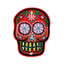 Day Of The Dead Red Skull Embroidery Patch (6 x 9cm)