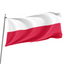 A 3' x 5' Poland flag with a white and red design, displayed on a flagpole against a white background.