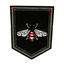 Red Bumblebee On Black Shield Iron On Patch (9 x 7.5cm)