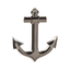 A pin badge featuring a brass plated iron anchor with a hard enamel finish.