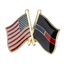 United States USA & Thin Blue Red Line Police Friendship Pin Badge