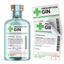 A image of a transparent glass bottle with a sticker that resembles a medical prescription form, labeled 'PRESCRIPTION GIN'. The label has spaces for a patient name and a physician's signature. © Tigoli® 2026 All Rights Reserved Panda Loco Ltd