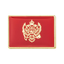 A rectangular enamel pin badge featuring the flag colors of Montenegro with a gold-plated emblem in the center.