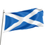A 3' x 5' Scotland flag with a blue background and a white saltire, flying on a flagpole.