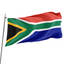 A 3' x 5' South Africa flag with vibrant colors displayed on a flagpole, blowing in the wind.
