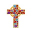 Stained Glass Crucifix Cross Pin Badge