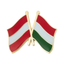 A enamel pin badge featuring the flags of Austria and Hungary. © Tigoli® 2026 All Rights Reserved Panda Loco Ltd