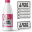 A collection of 'I Spat In This' stickers, with one sticker applied to a white bottle, and four additional stickers shown separately. © Tigoli® 2026 All Rights Reserved Panda Loco Ltd