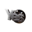 A silver-colored pin badge with the word 'YES' stylized in a specific font, crafted from brass and enamel. © Tigoli® 2026 All Rights Reserved Panda Loco Ltd