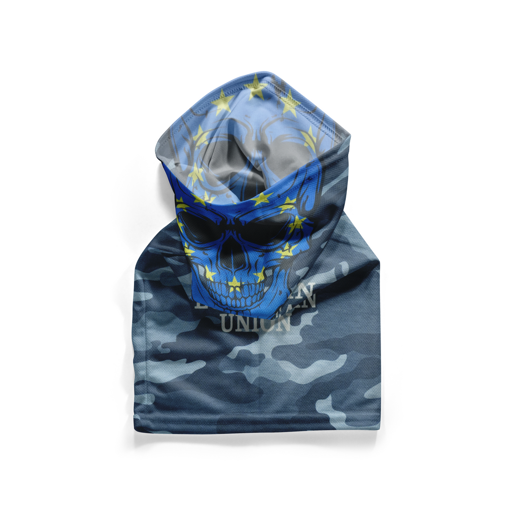 Pasamontañas tipo bandana con bandera de calavera Hecho en Europa – Mascarilla transpirable para el cuello como protección facial