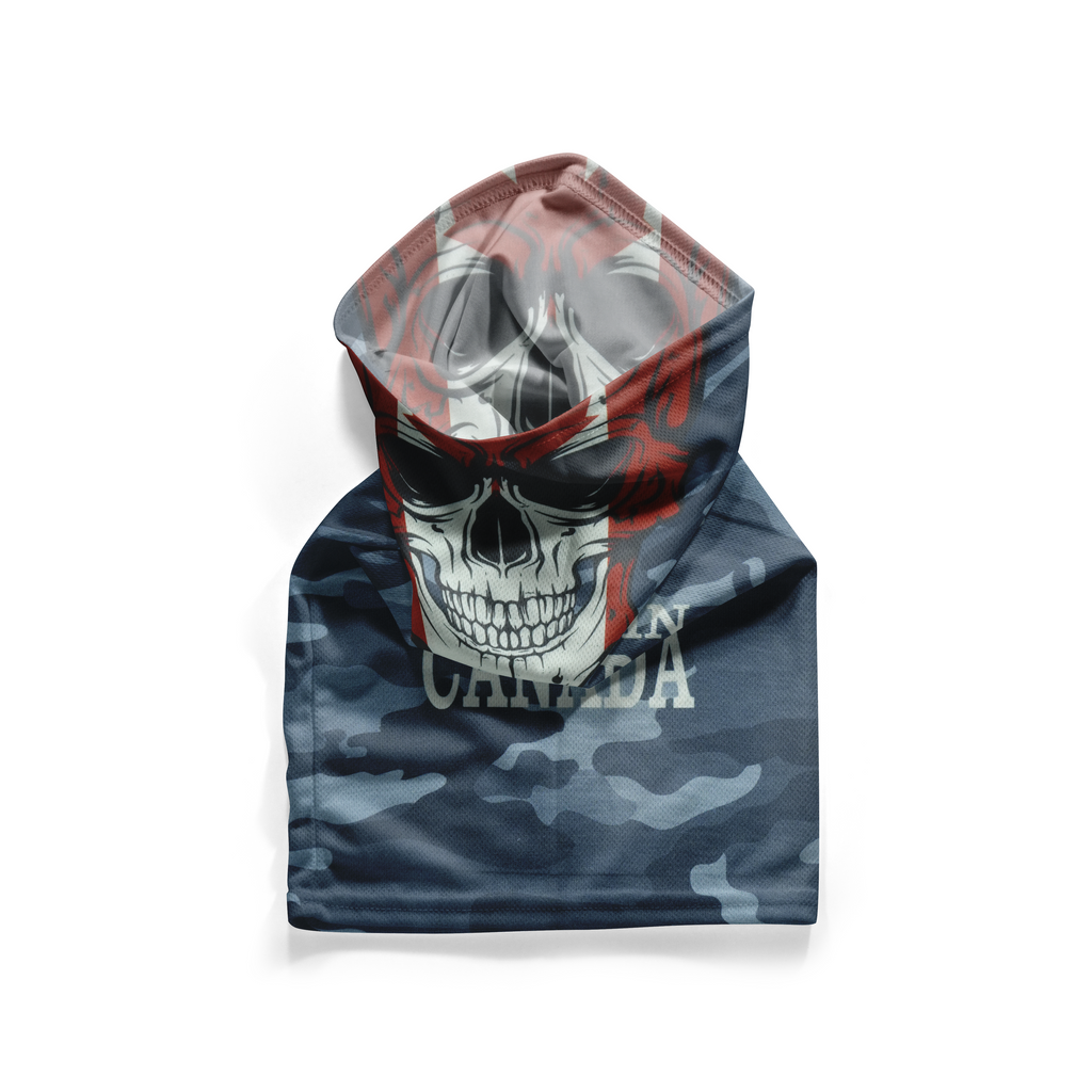 Pasamontañas calavera con la bandera de Canadá – Mascarilla transpirable para el cuello