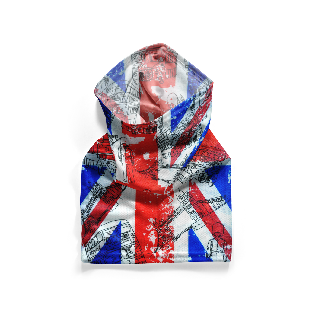 Bufanda de cuello con iconos de la Union Jack de Londres – Mascarilla transpirable, cubrecuello, cubrebocas