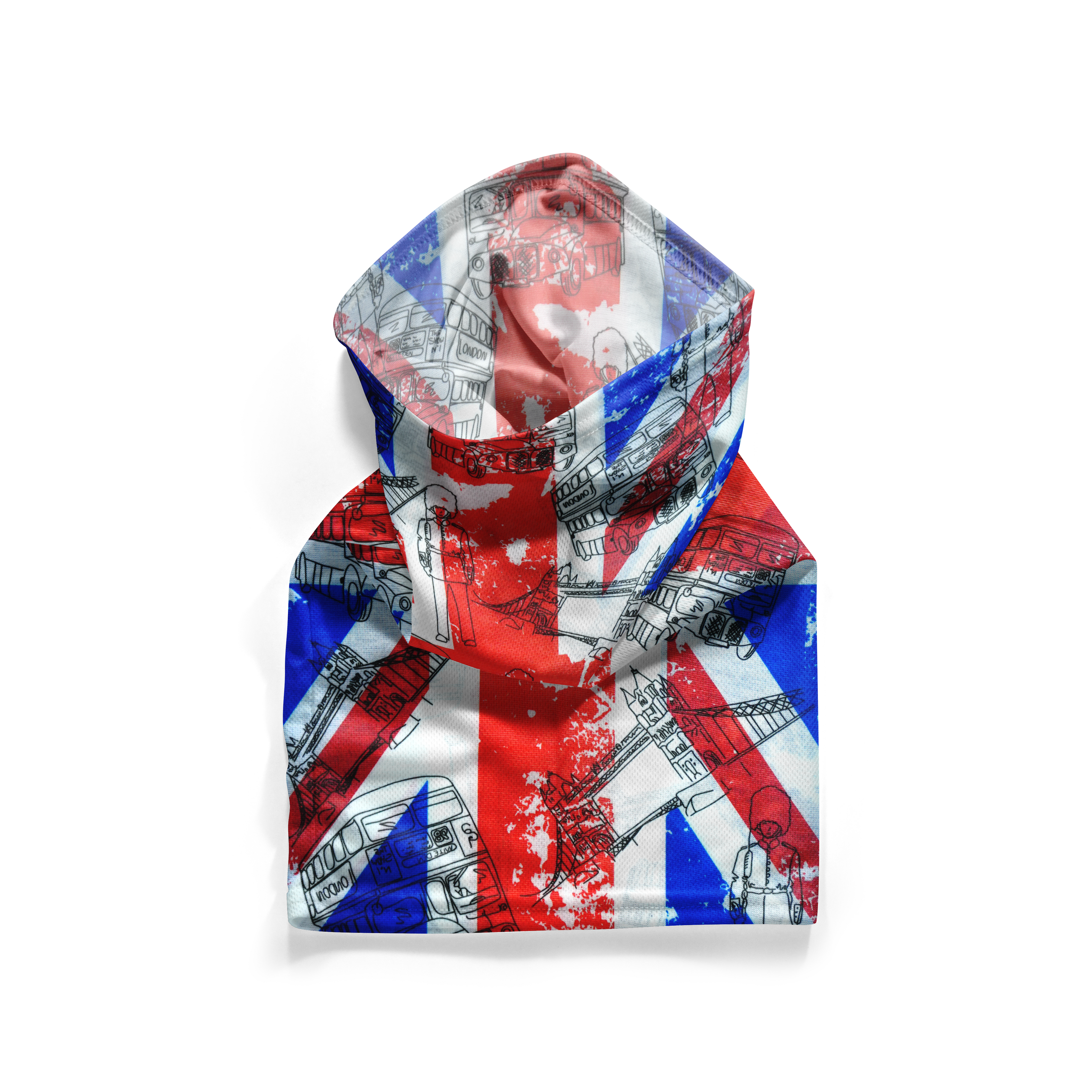 Bufanda de cuello con iconos de la Union Jack de Londres – Mascarilla transpirable, cubrecuello, cubrebocas