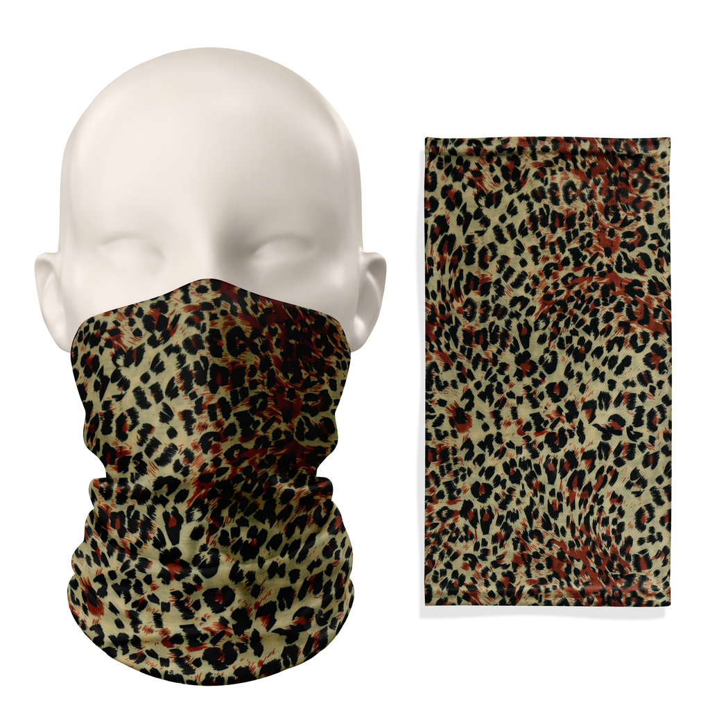 Snood multifuncional con estampado de leopardo – Mascarilla transpirable de cuello alto