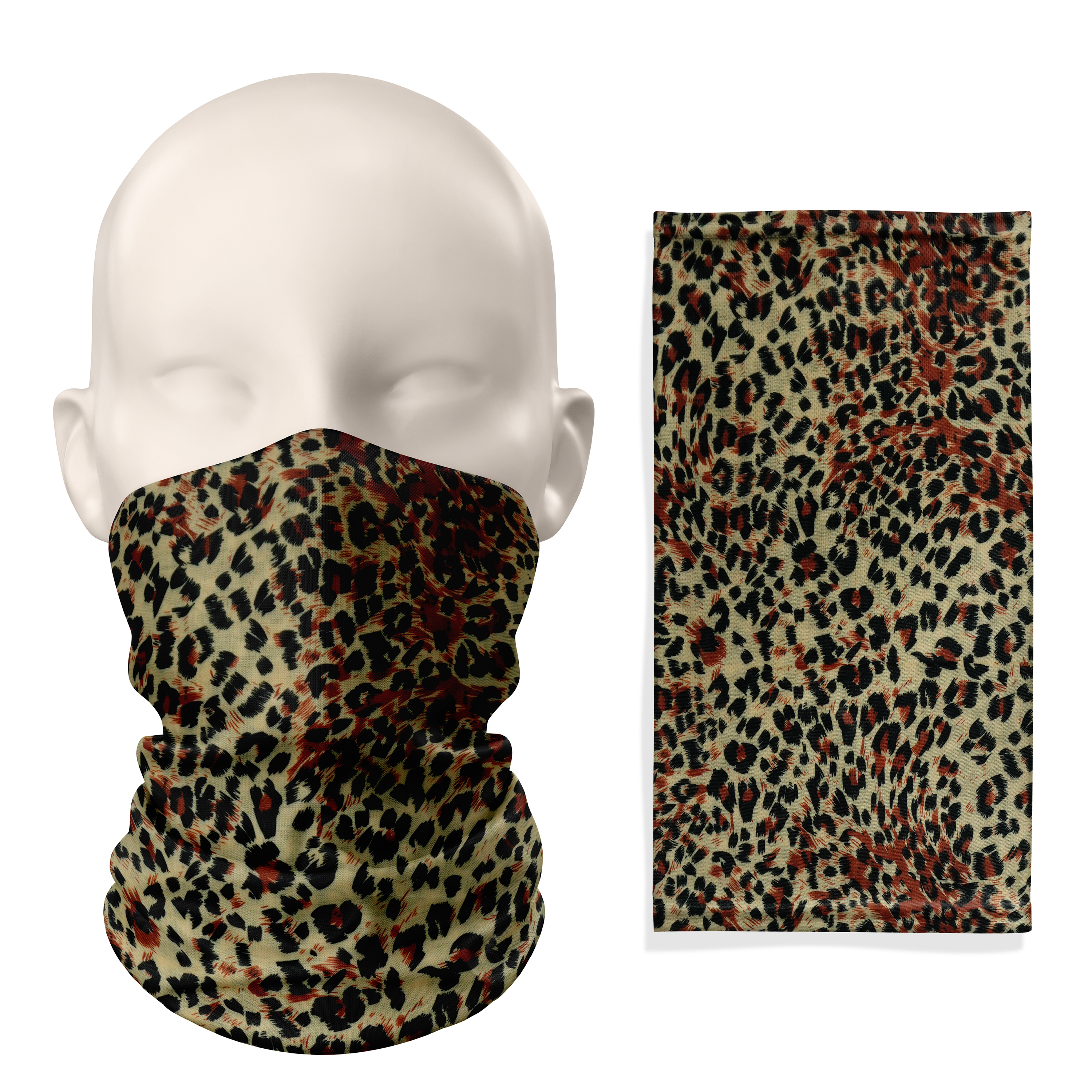 Snood multifuncional con estampado de leopardo – Mascarilla transpirable de cuello alto