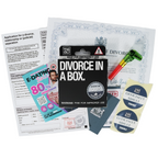 Divorce in a Box – Funny Novelty Gag Gift Set with Divorce Certificate, Application Form, Drinks Voucher, Dating Coupon, Party Horn & Stickers