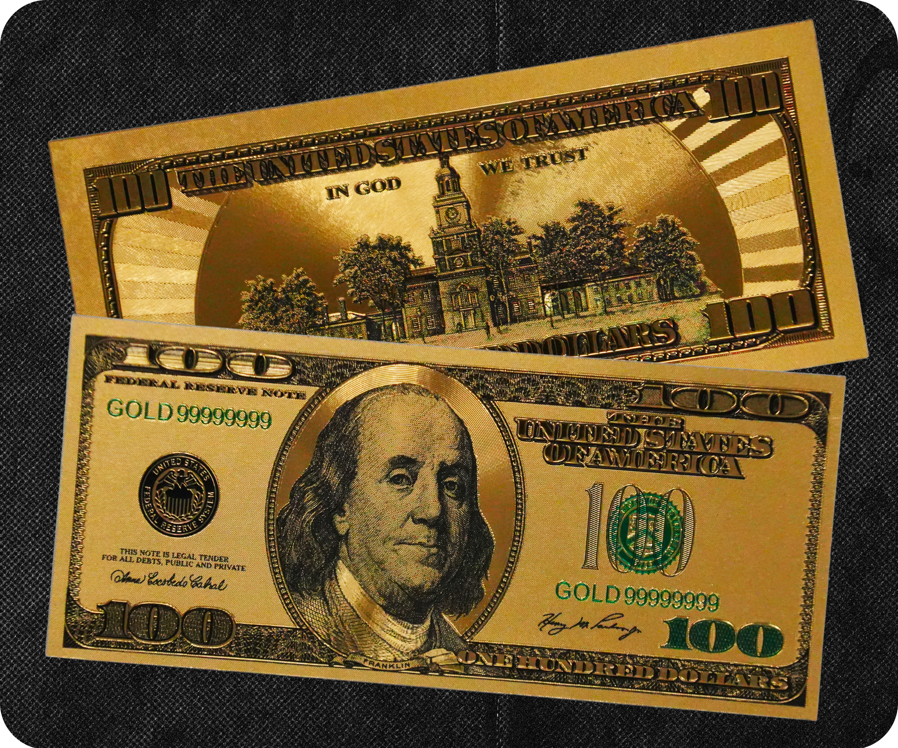 $100 Dollar United States of America Golden Banknote Secondary image