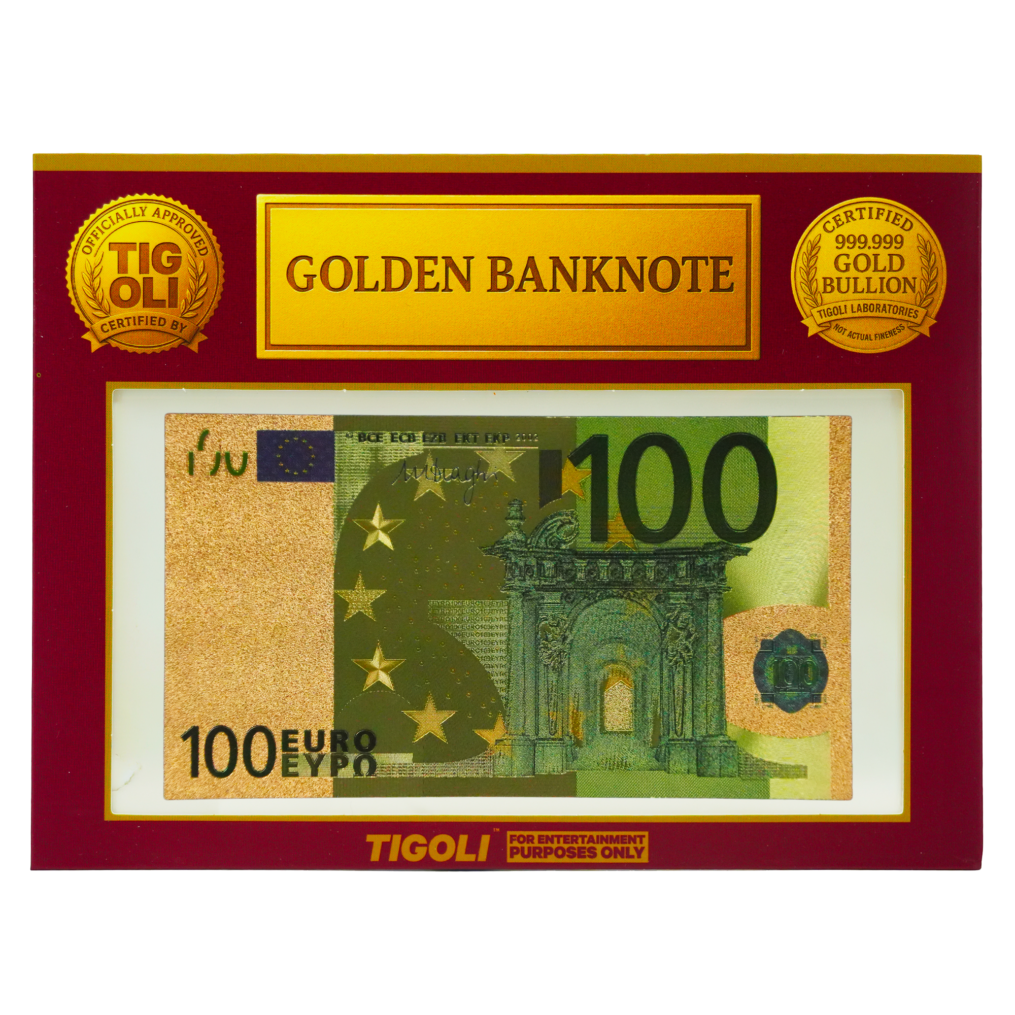 €100 Euro European Union Golden Banknote Imagen principal del producto