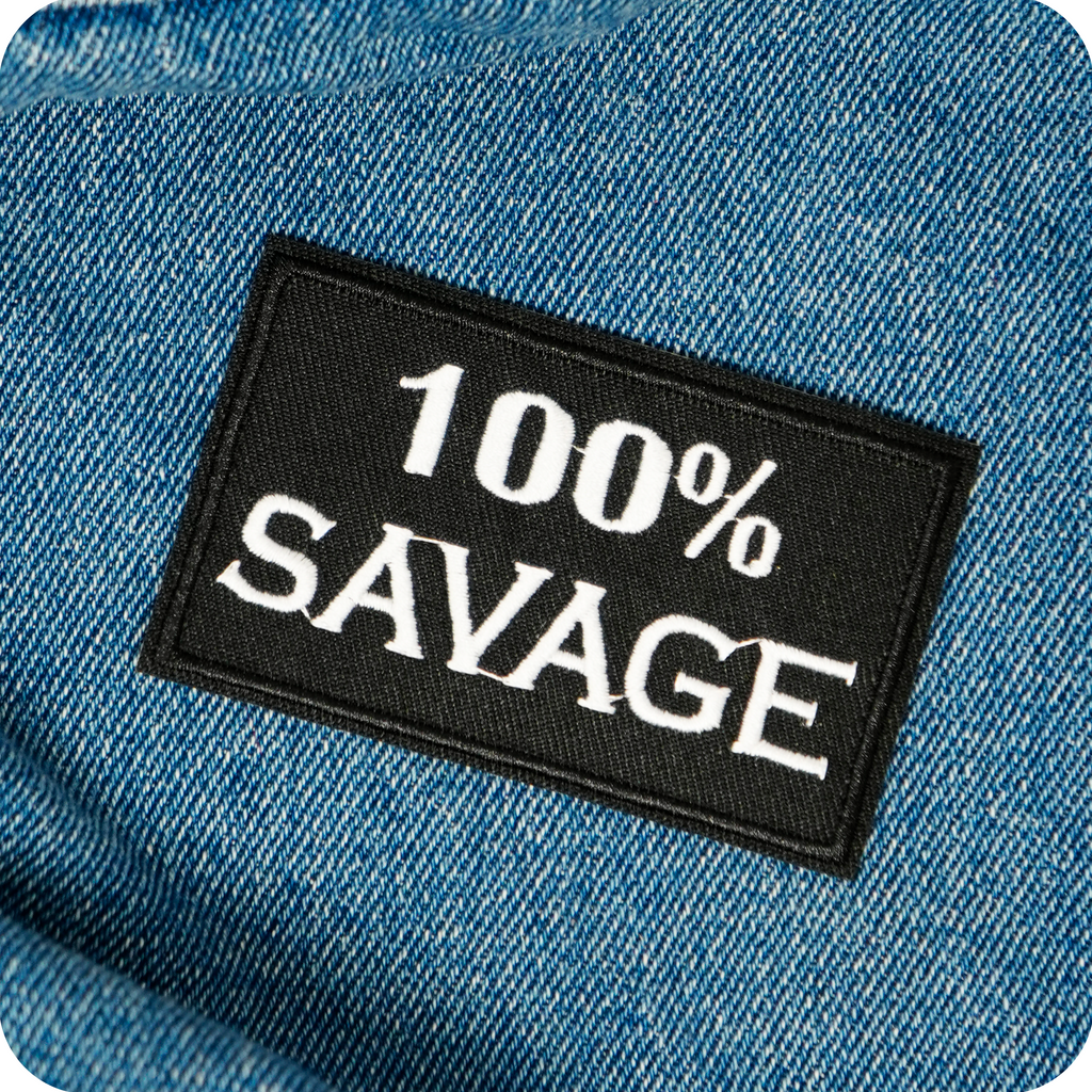 100% Savage Black Iron On Patch (7.8 x 5cm)