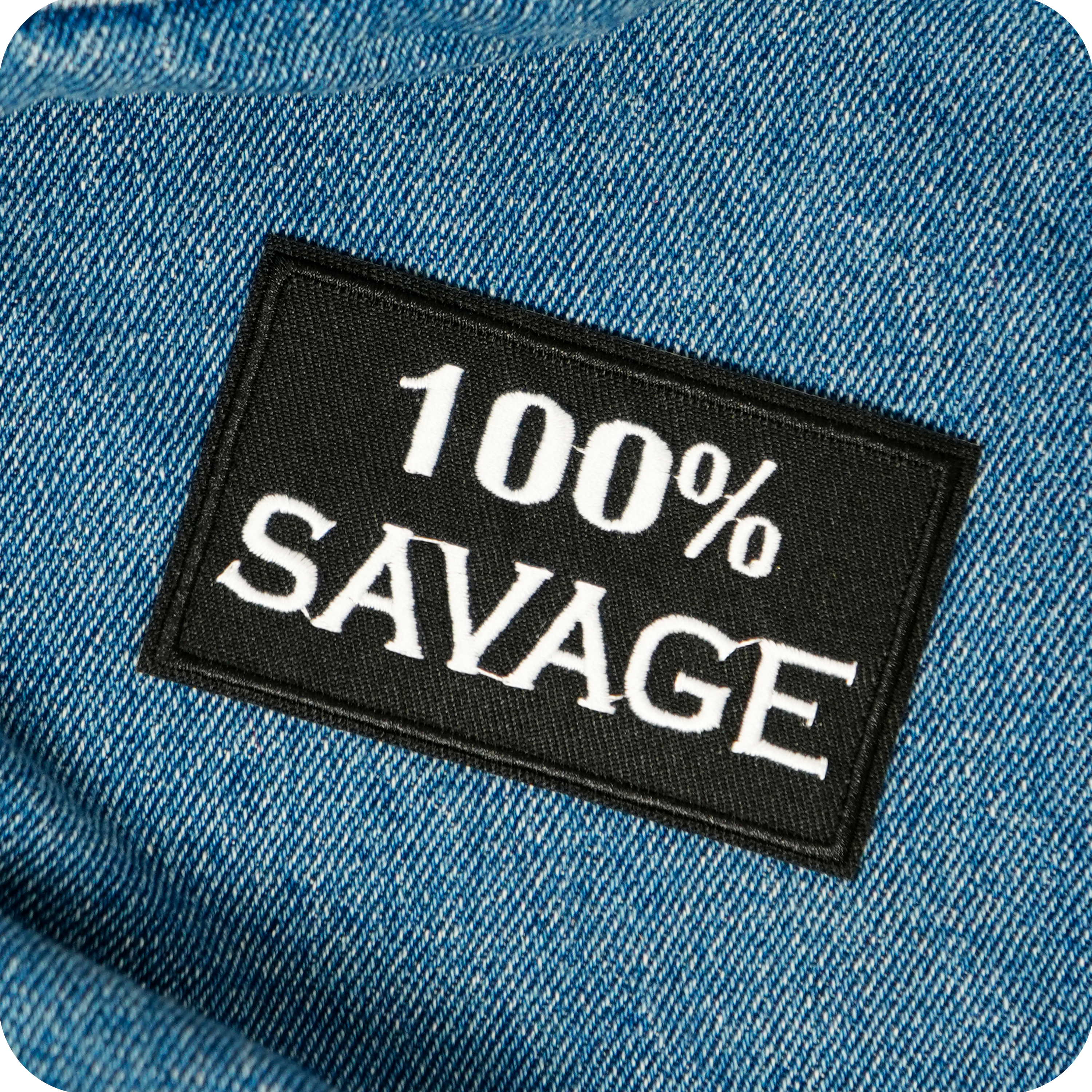 100% Savage Black Iron On Patch (7.8 x 5cm)