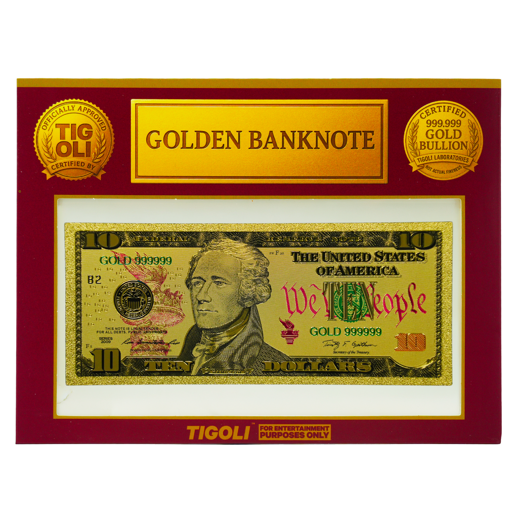 $10 Dollar United States of America Golden Banknote
