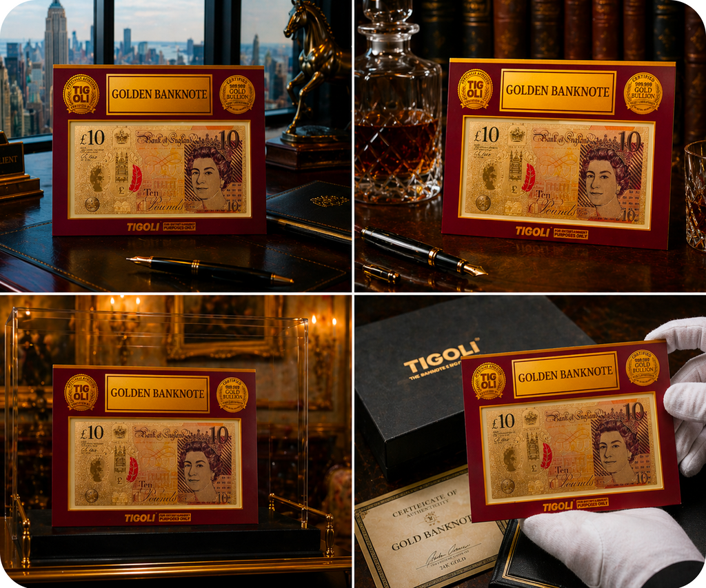£10 United Kingdom Pounds Golden Banknote