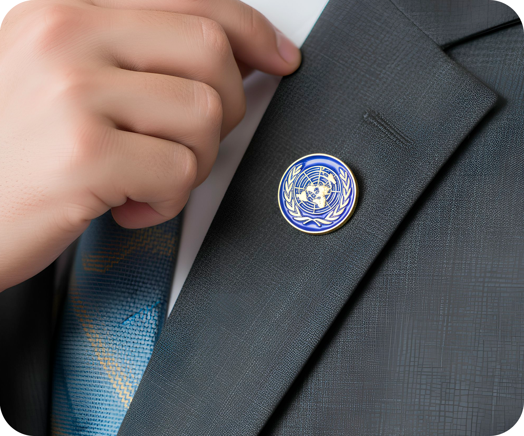 United Nations Button Gold Diplomat Pin Badge