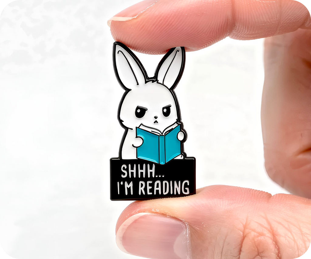 Sshhh I'm Reading Rabbit Book Pin Badge