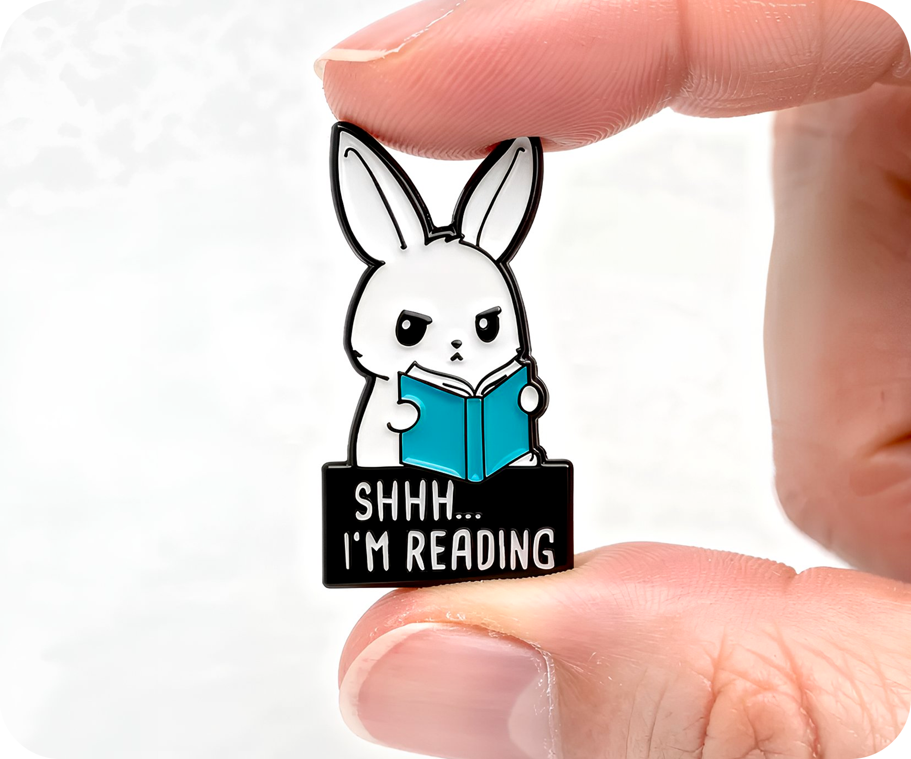 Sshhh I'm Reading Rabbit Book Pin Badge