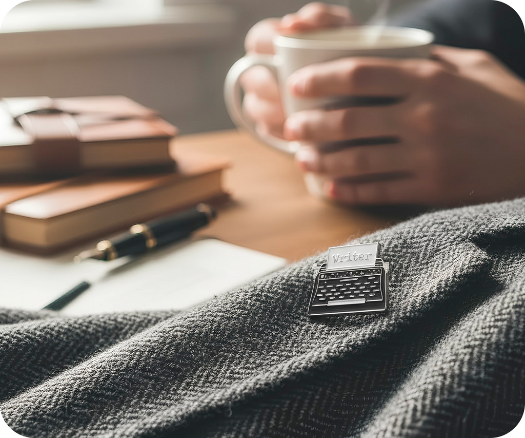 Typewriter Writer Pin Badge
