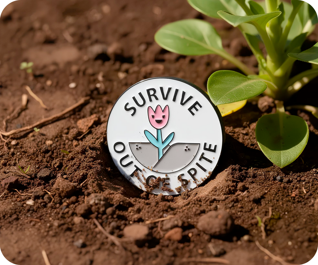 Survive Out Of Spite Flower Pin Badge