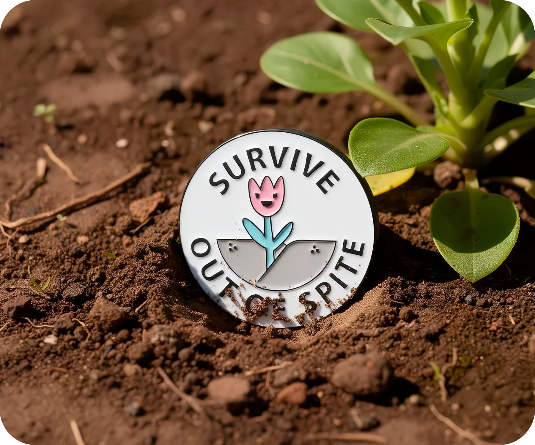 Survive Out Of Spite Flower Pin Badge