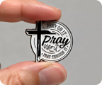 Pray On It Pray Over It Christianity Pin Badge