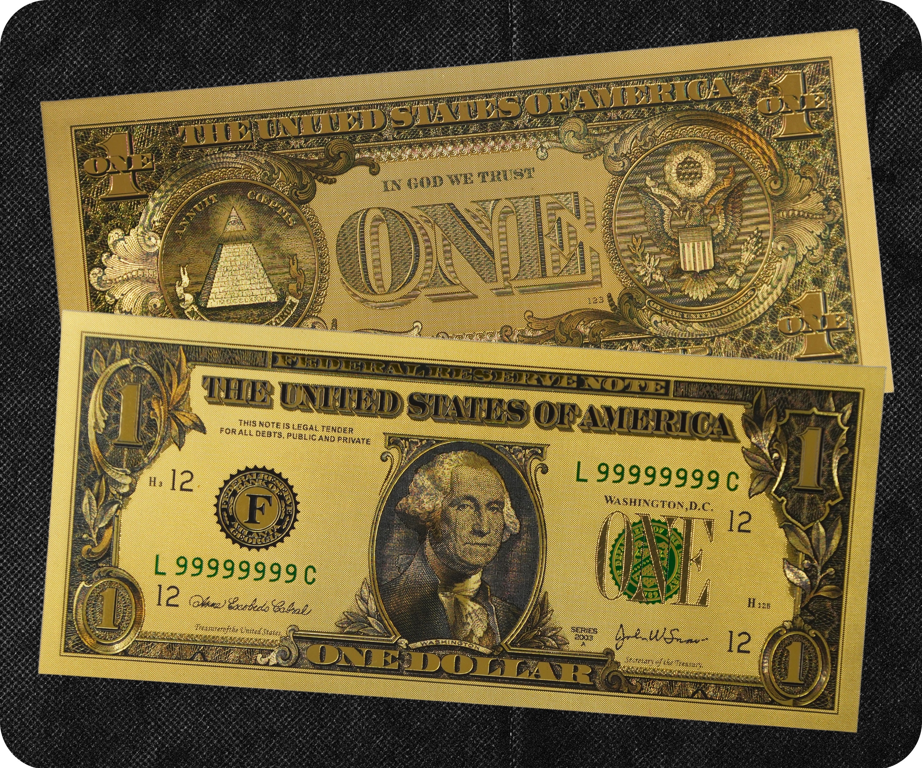 $1 Dollar United States of America Golden Banknote Secondary image