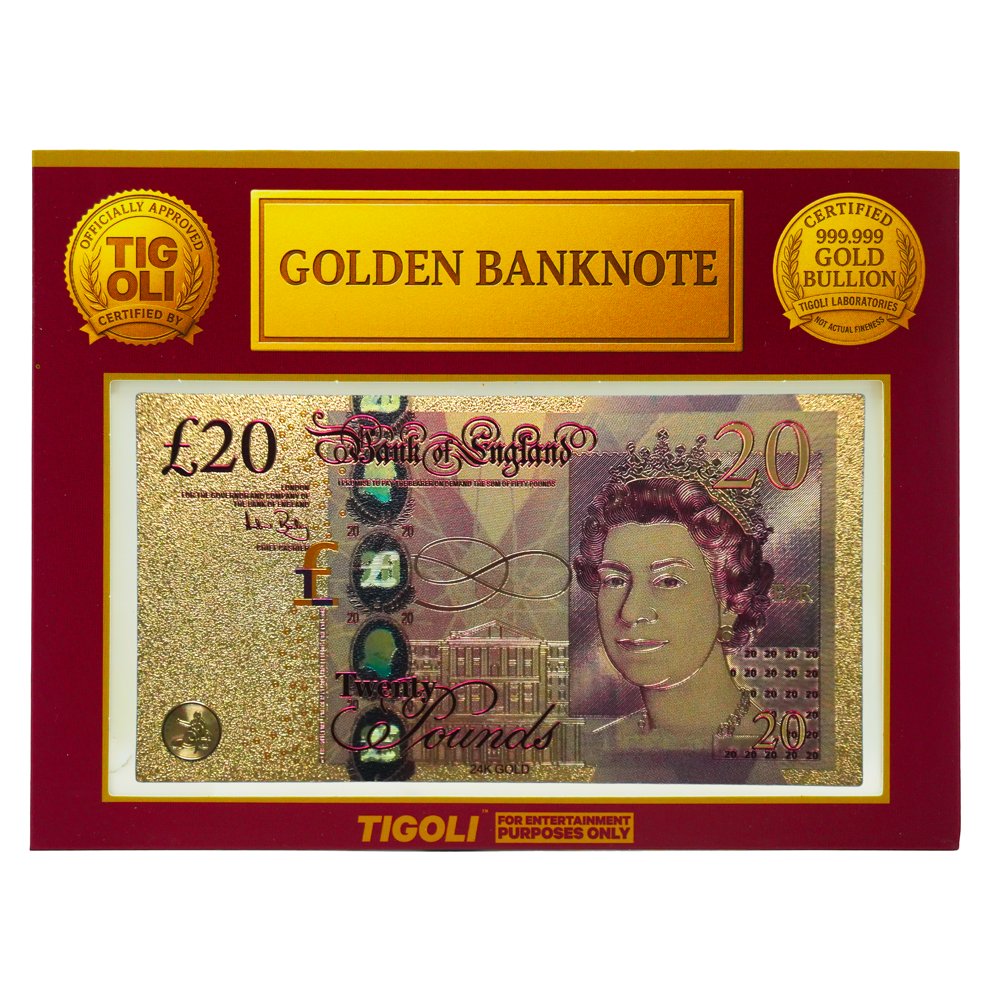 £20 United Kingdom Pounds Golden Banknote Imagen principal del producto