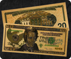 $20 Dollar United States of America Golden Banknote