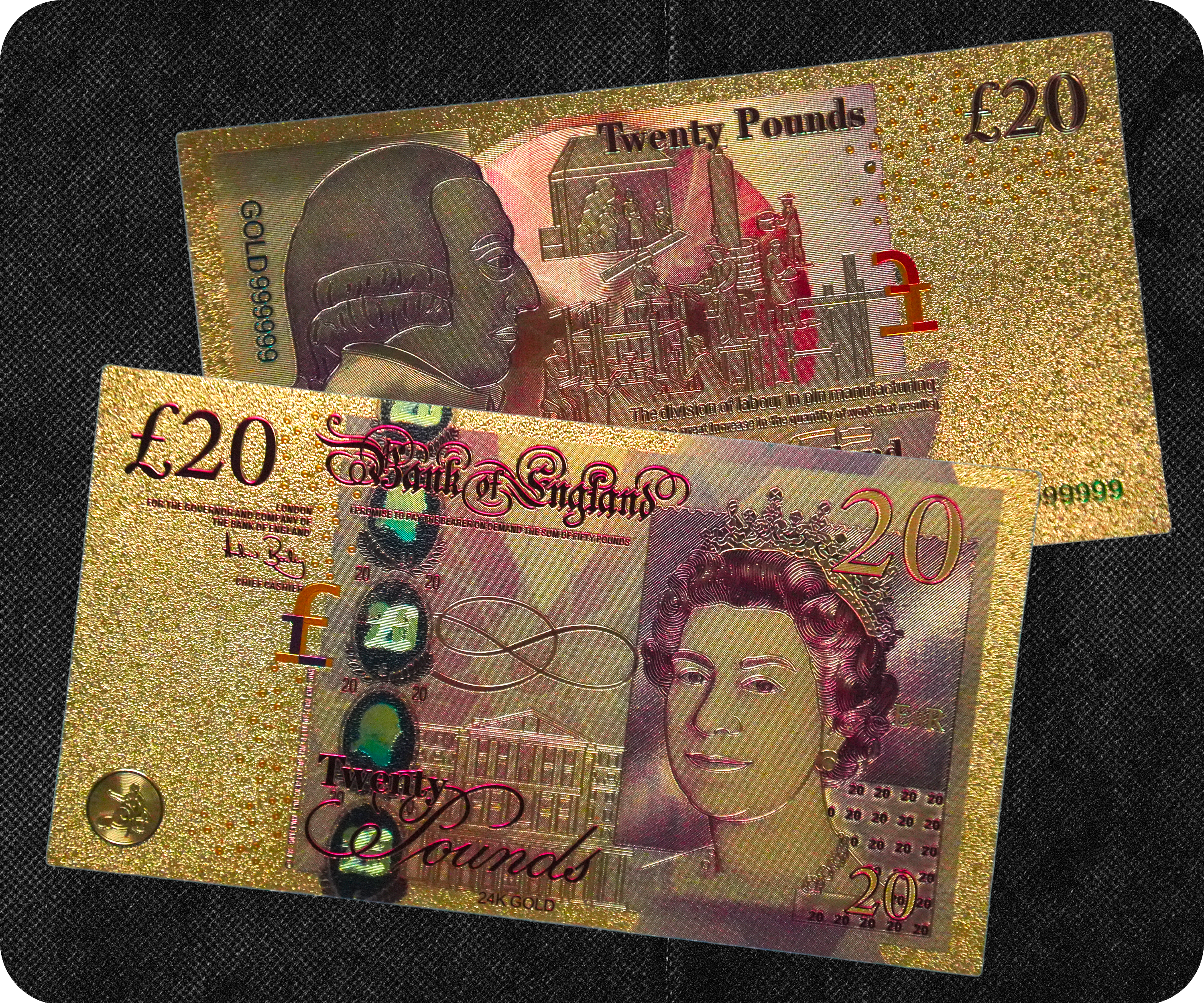 £20 United Kingdom Pounds Golden Banknote