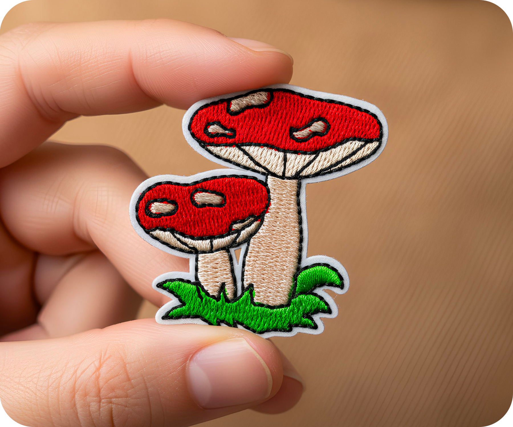 Two Red Mushrooms Toadstools Shroom Iron On Patch (5 x 5cm) Secondary image