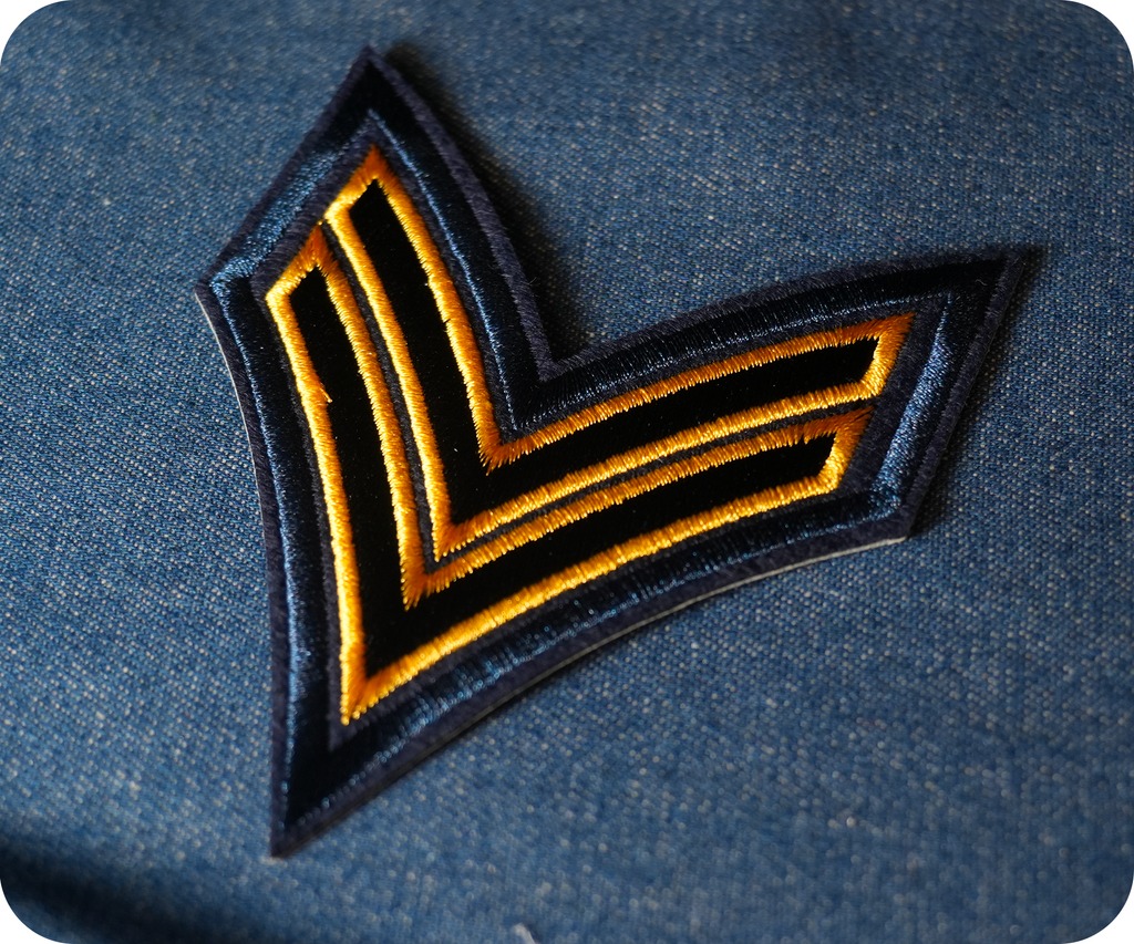 Corporal Military Rank Insignia Iron On Patch (8 x 10cm)