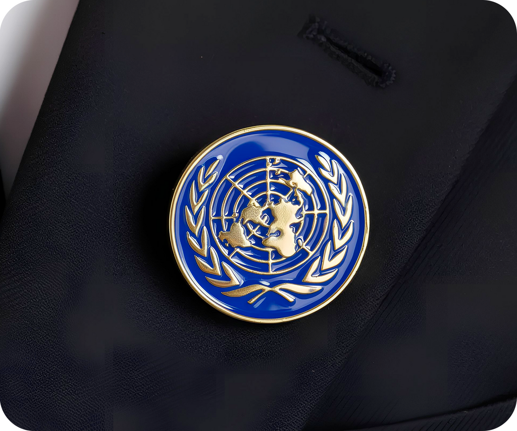 United Nations Button Gold Diplomat Pin Badge