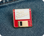 Save Yourself Floppy Disk Computer Pin Badge