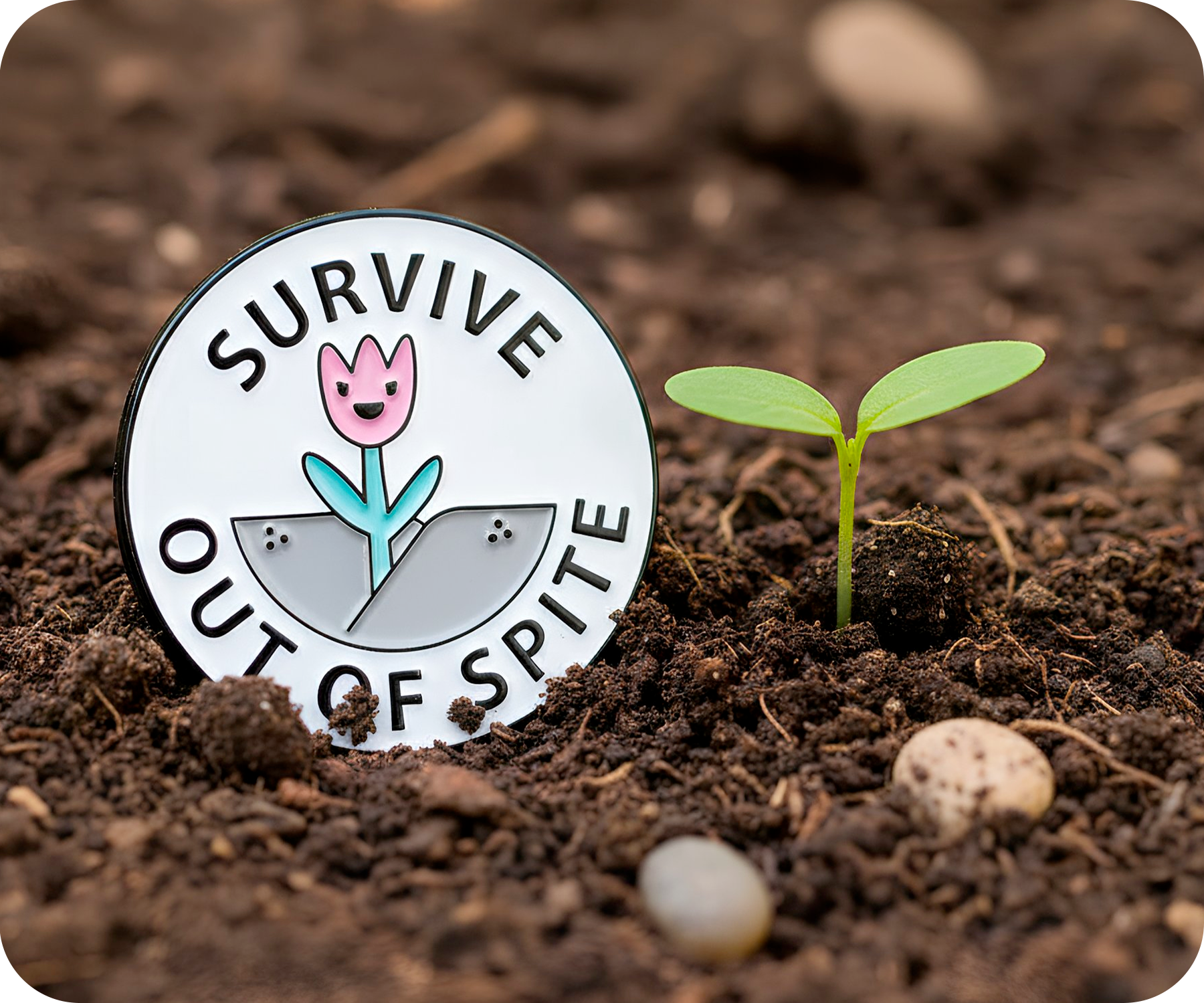 Pin de Insignia de Flor "Survive Out Of Spite" Imagen secundaria del producto