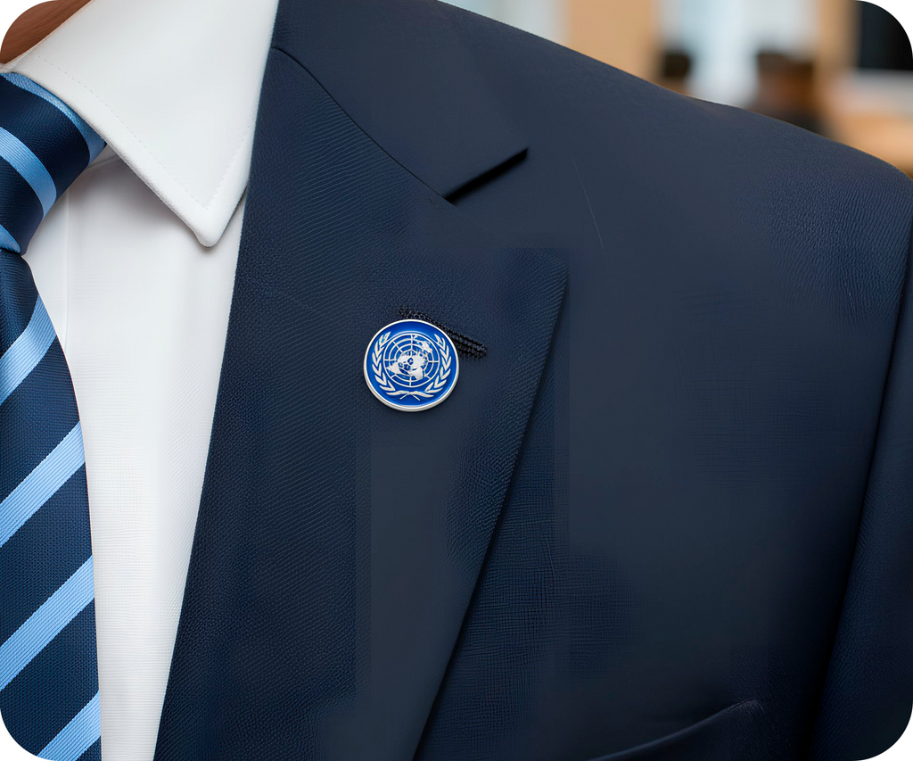 United Nations Button Silver Diplomat Pin Badge