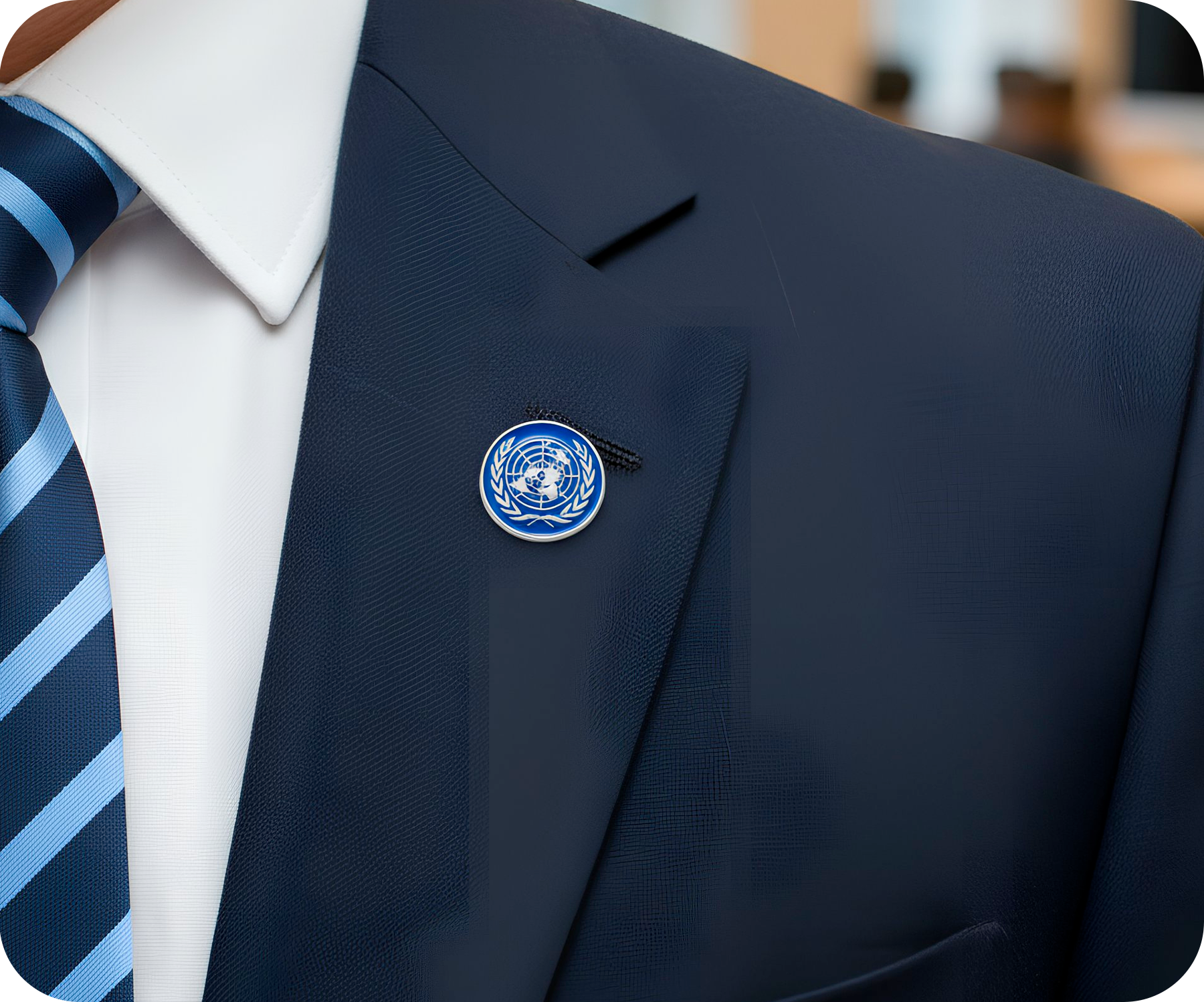 United Nations Button Silver Diplomat Pin Badge