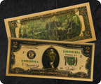 $2 Dollar United States of America Golden Banknote