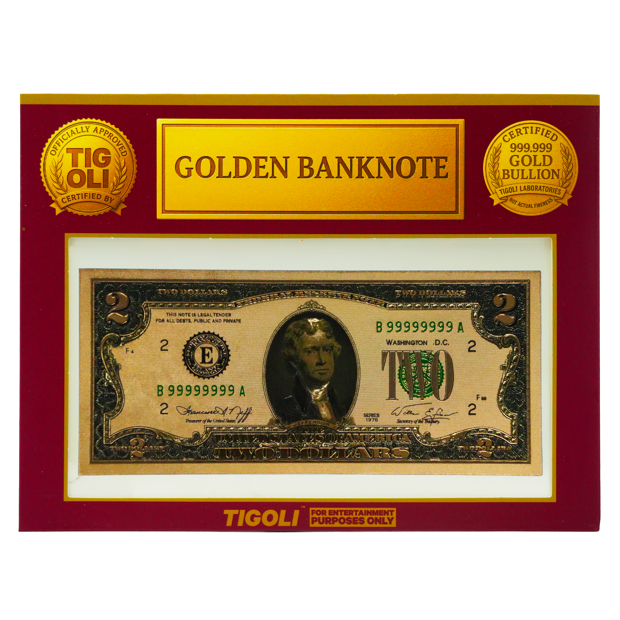 $2 Dollar United States of America Golden Banknote Main image