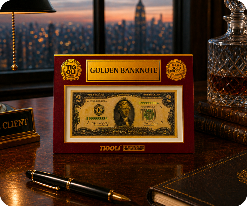 $2 Dollar United States of America Golden Banknote
