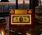 $2 Dollar United States of America Golden Banknote